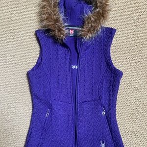 SPYDER SWEATER/VEST with FAUX FUR HOOD